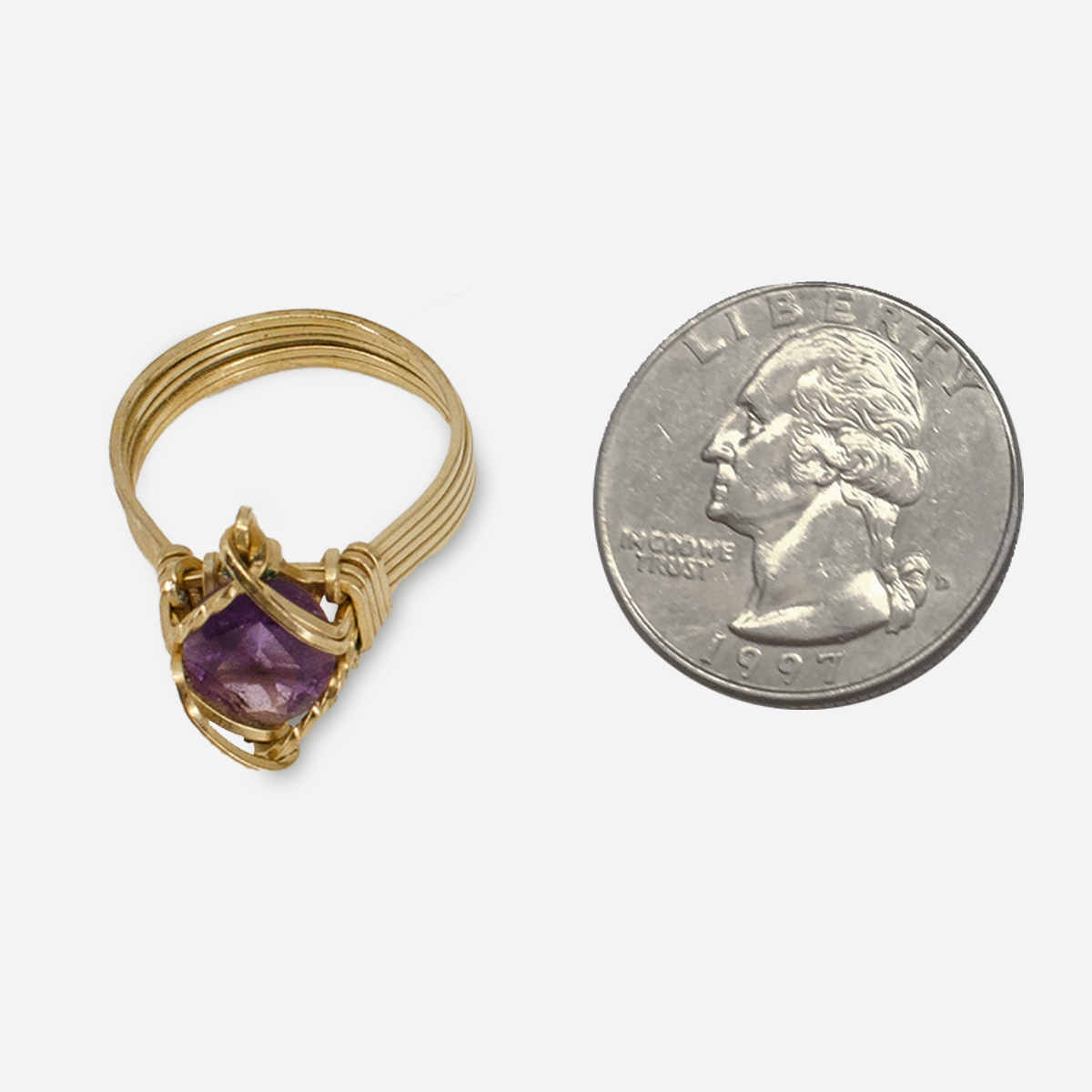 gold and purple costume cocktail ring