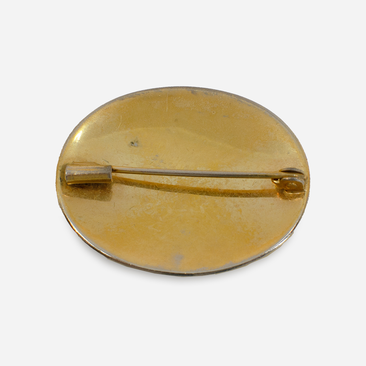 gold oval brooch, safety pin clasp