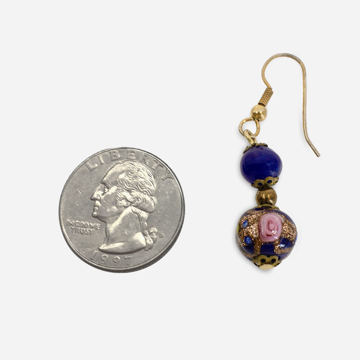 vintage blue glass bead earrings