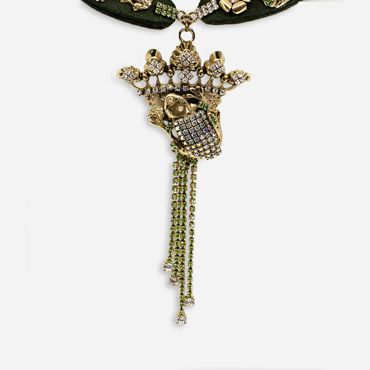 vintage statement collar necklace, gold crown pendant