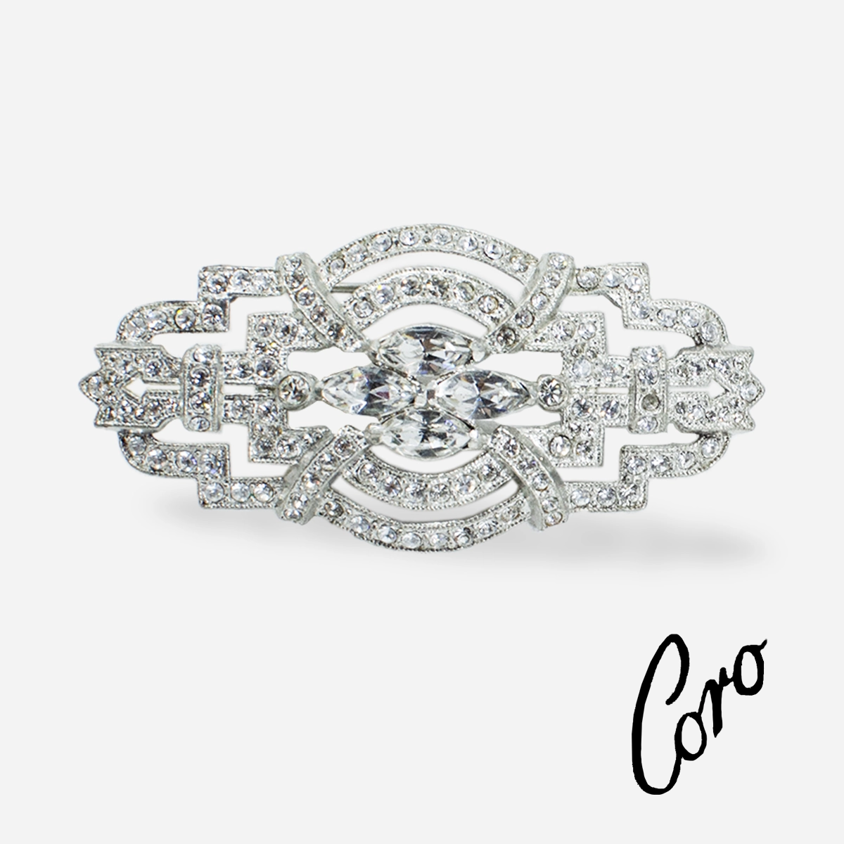 1930s Coro rhinestone brooch