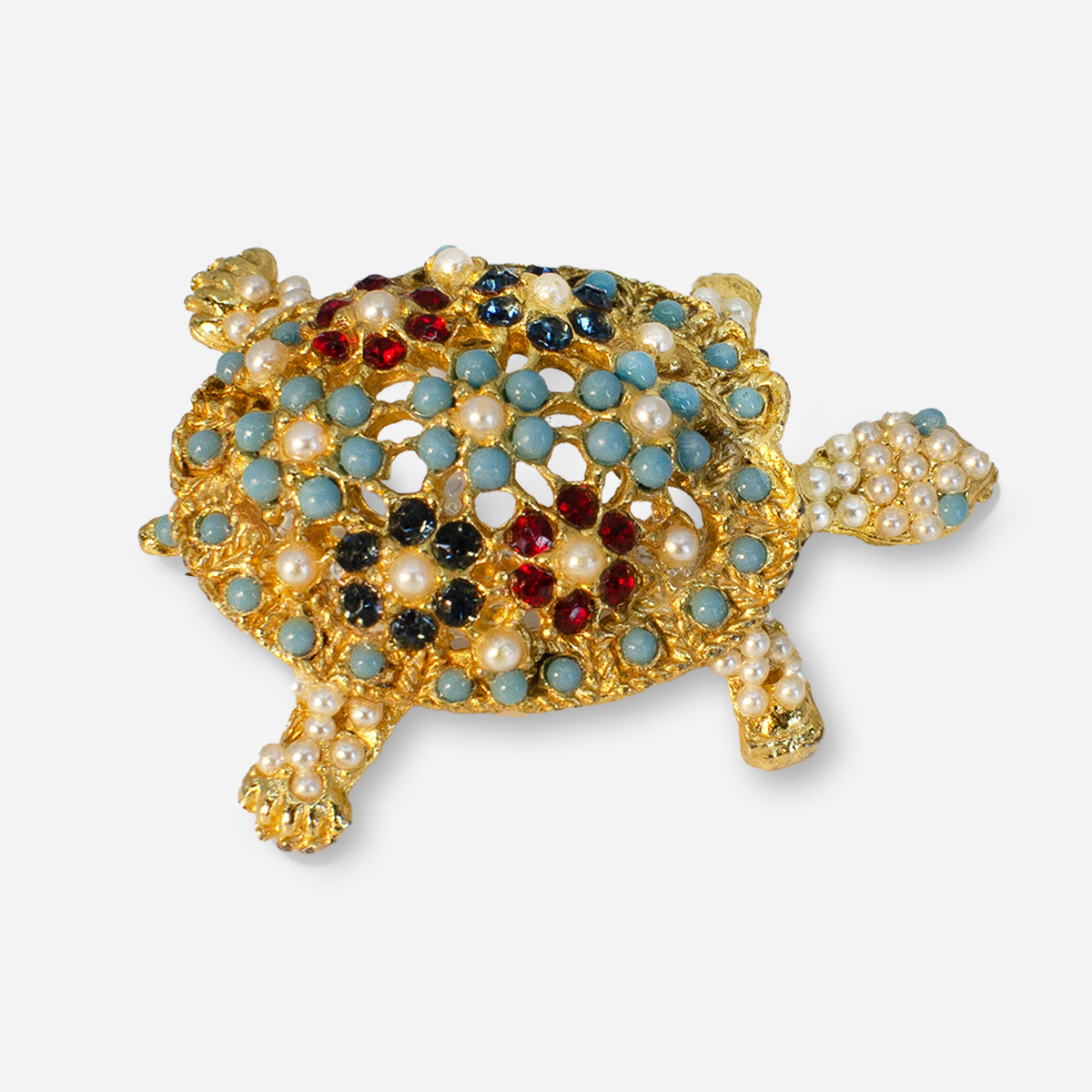 vintage cabochon jewelry, gold turtle
