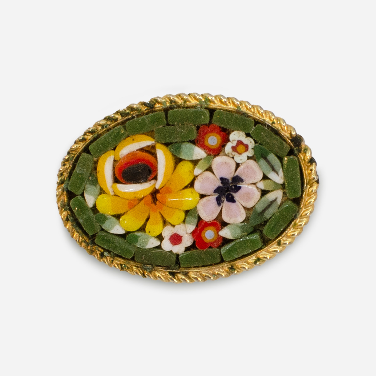 vintage micro mosaic floral brooch