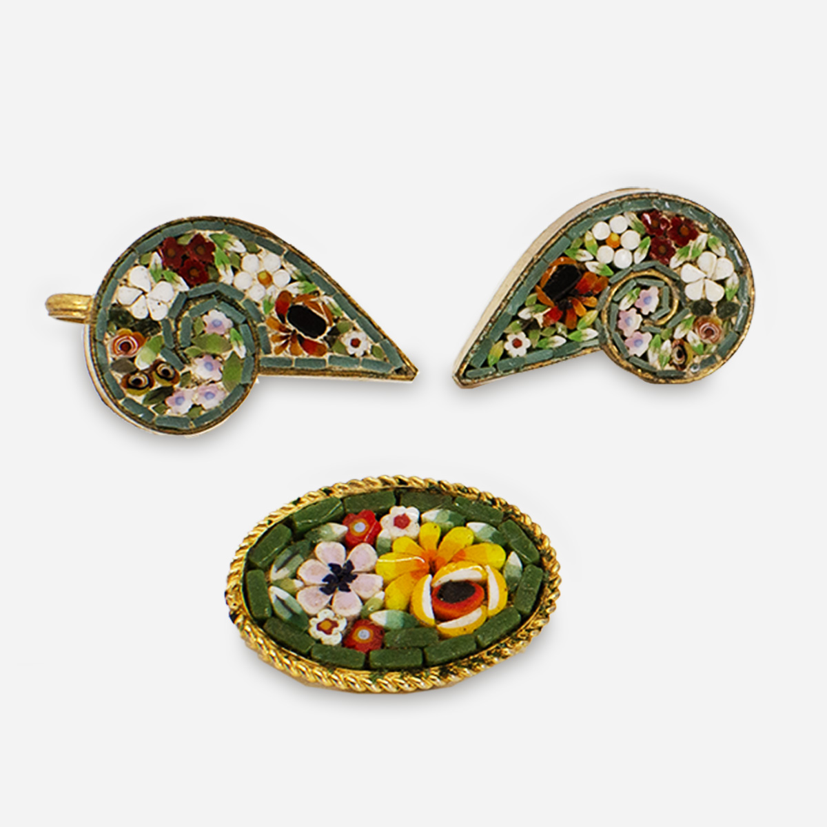 vintage micro mosaic jewelry set