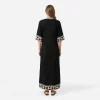 African print dress back on model