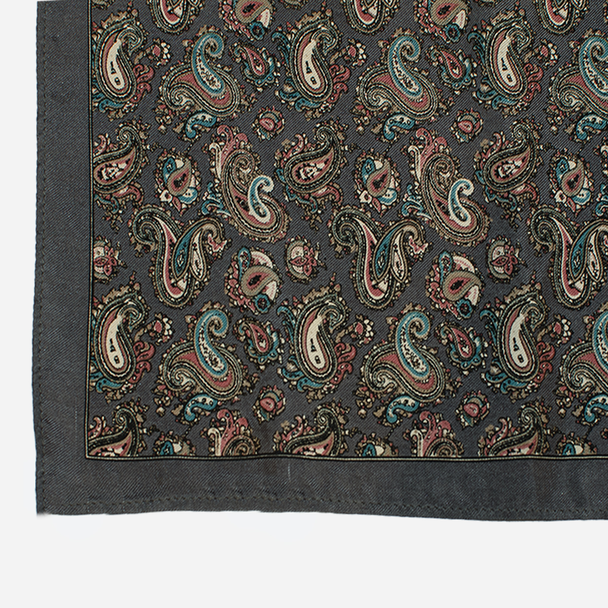 1980s gray paisley pocket square