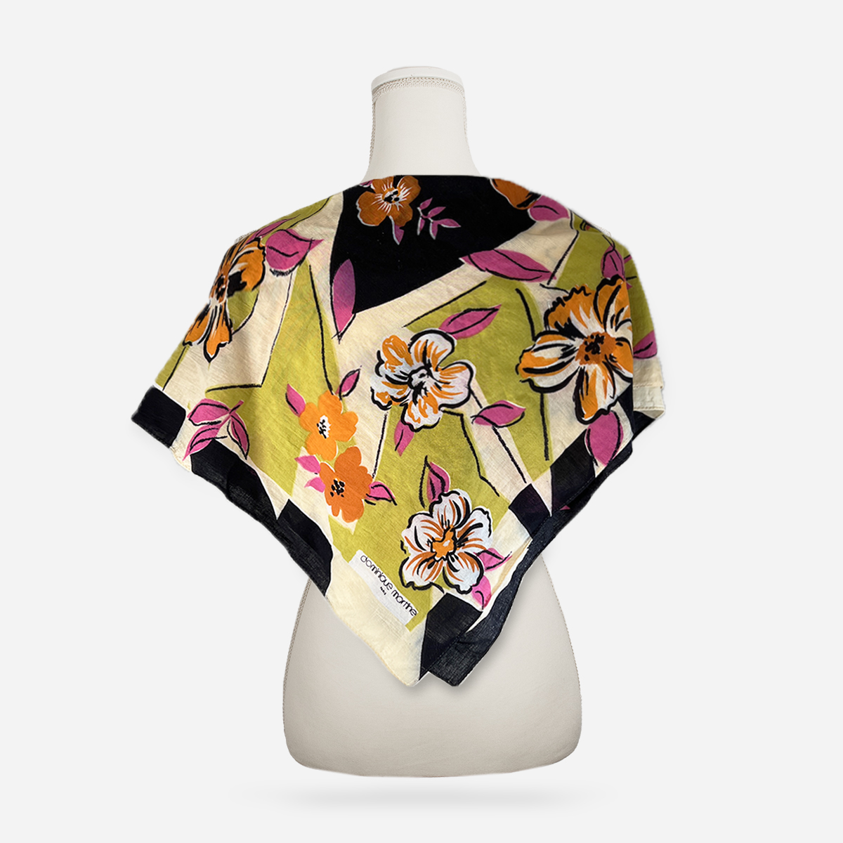 Flower scarf orange, green, pink, black