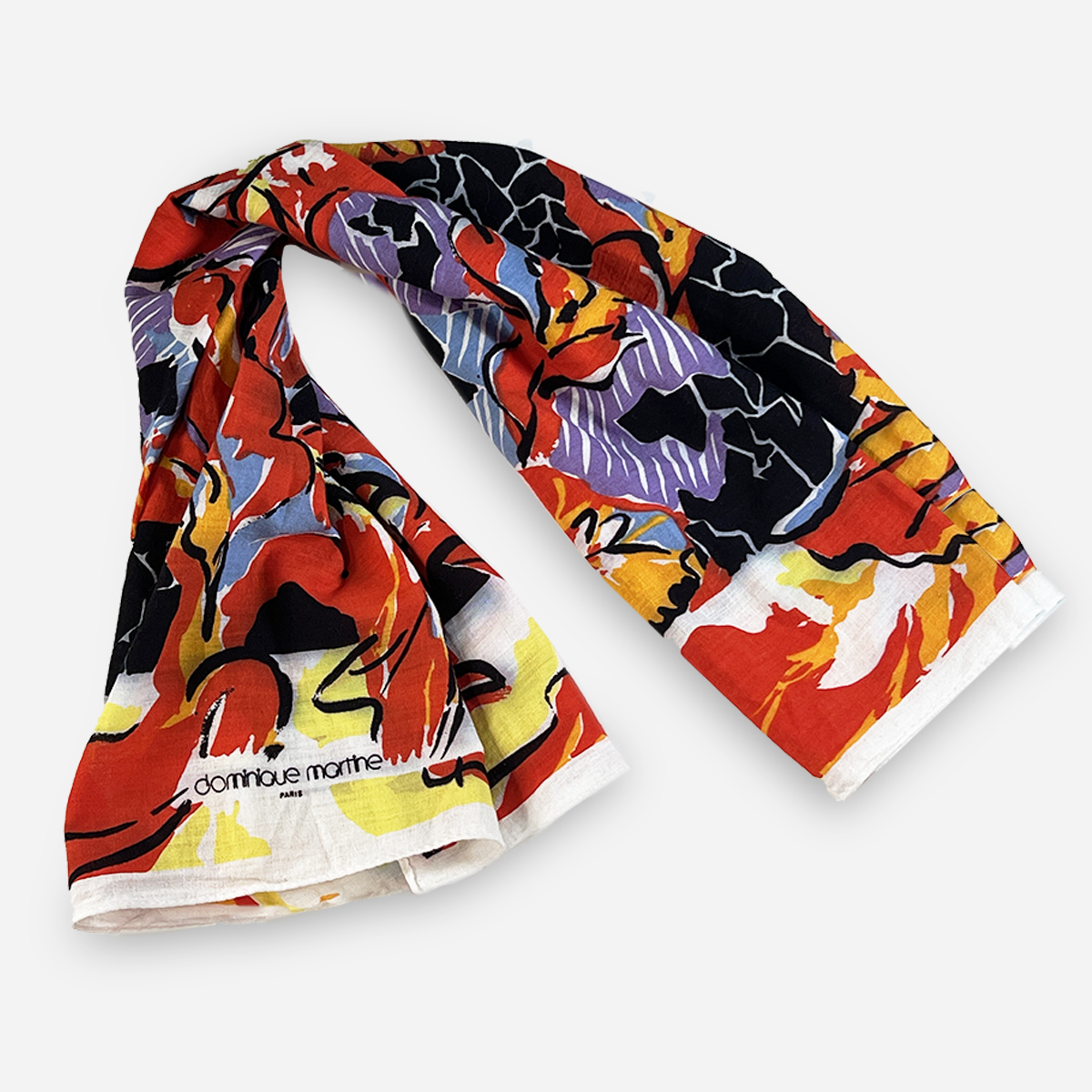 Red, purple, orange, yellow cotton scarf