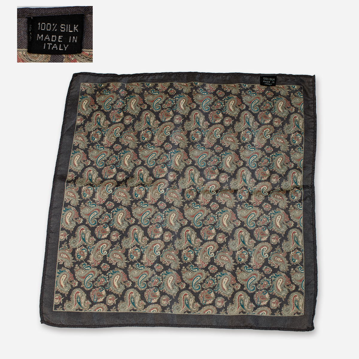 Vtg Italian gray pocket square