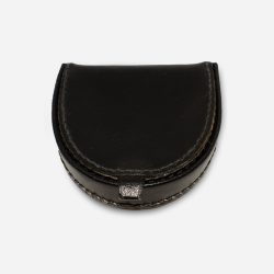Men's Black Leather Coin Purse Tray