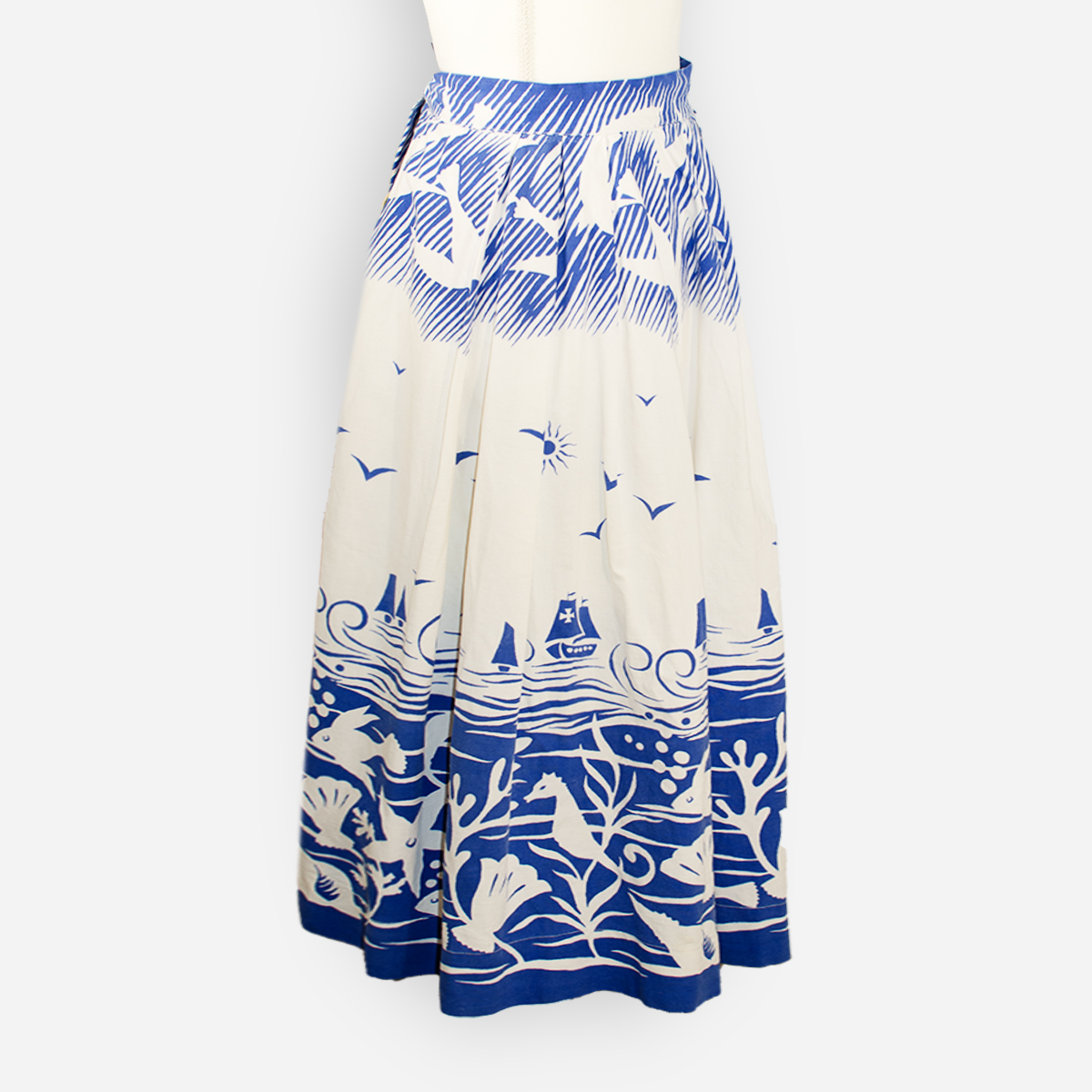 vintage 1950s blue and white skirt French Riviera