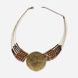 Brass beaded necklace on gold wire