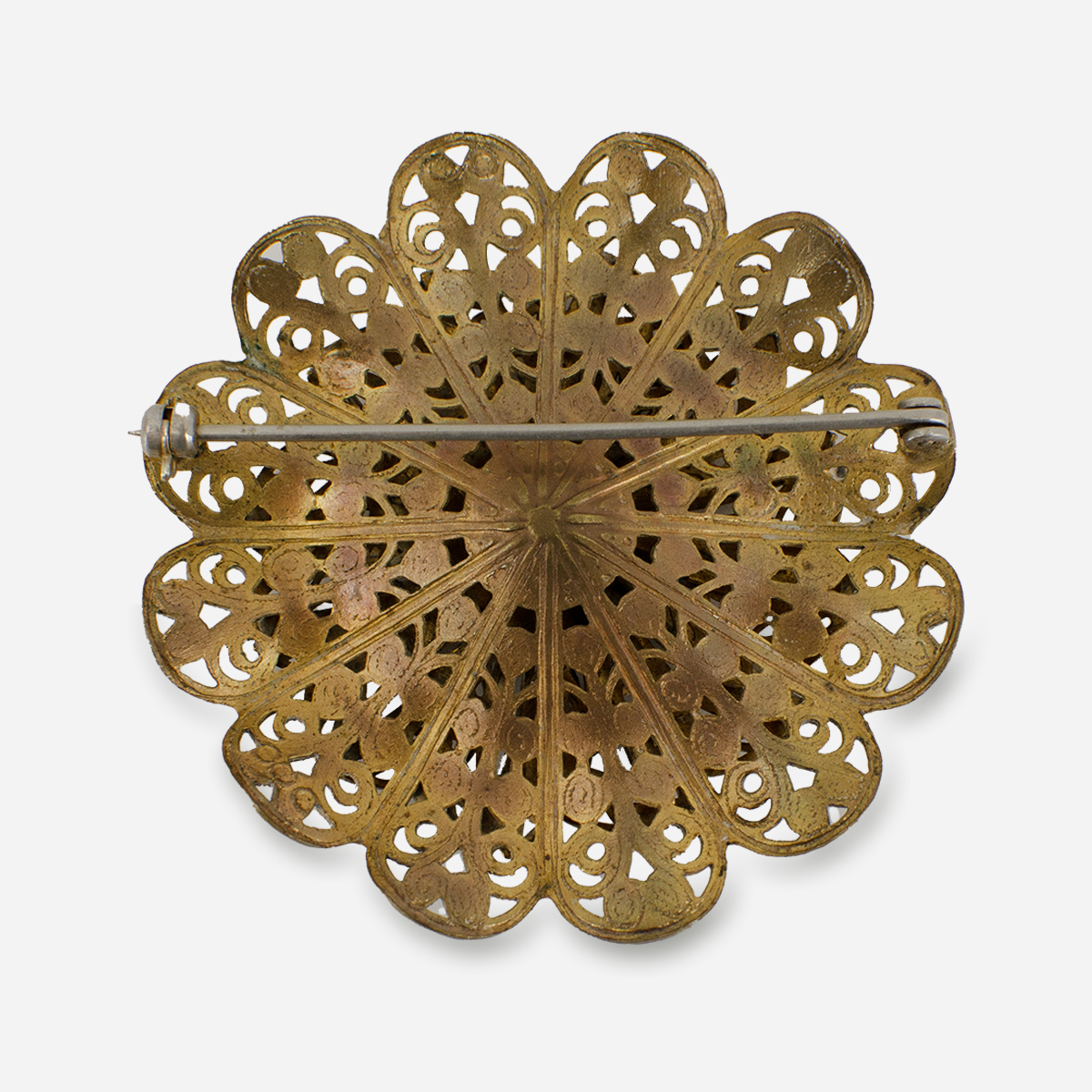 Vintage Gold Filigree Flower Brooch