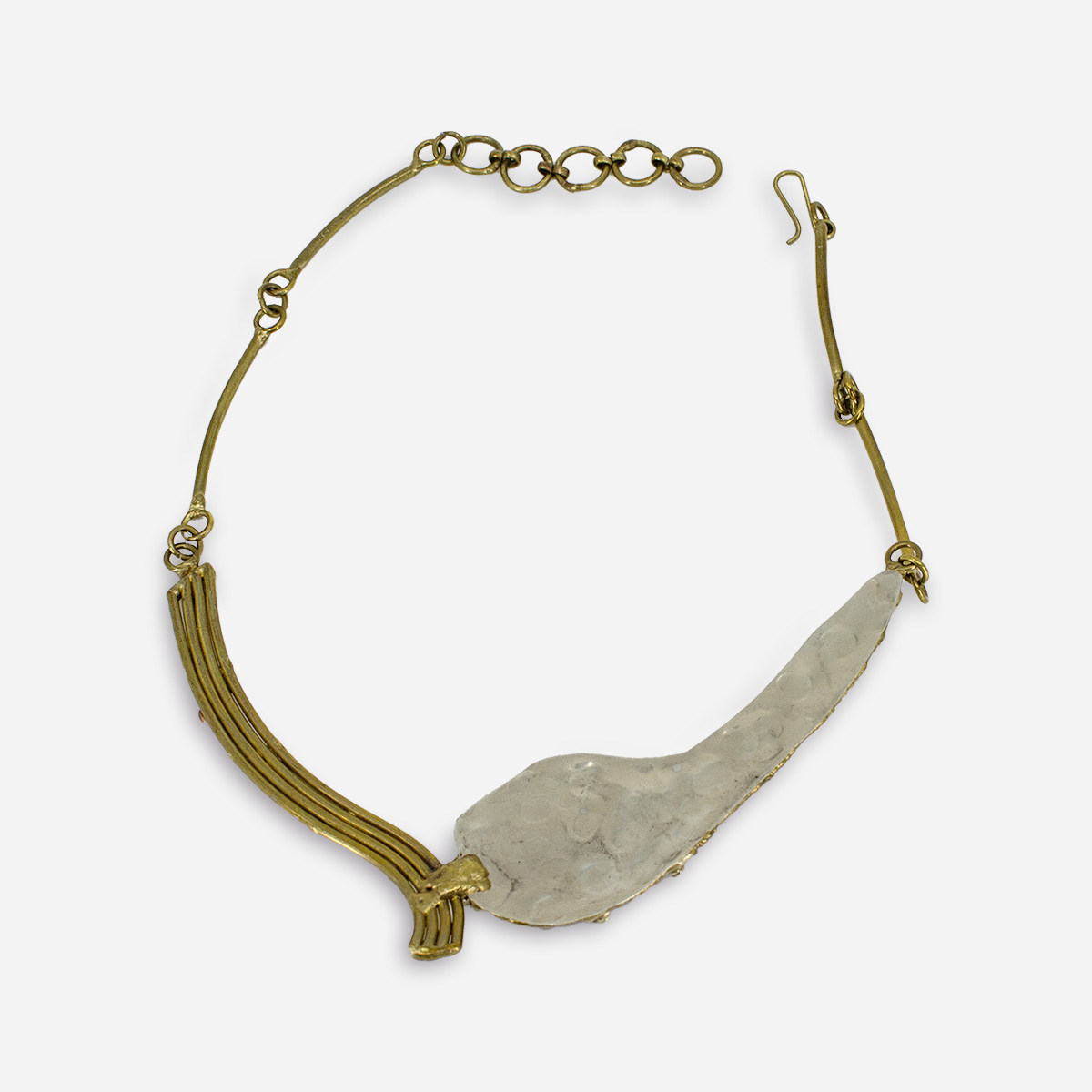 Brass & Hammered Metal Wire Necklace