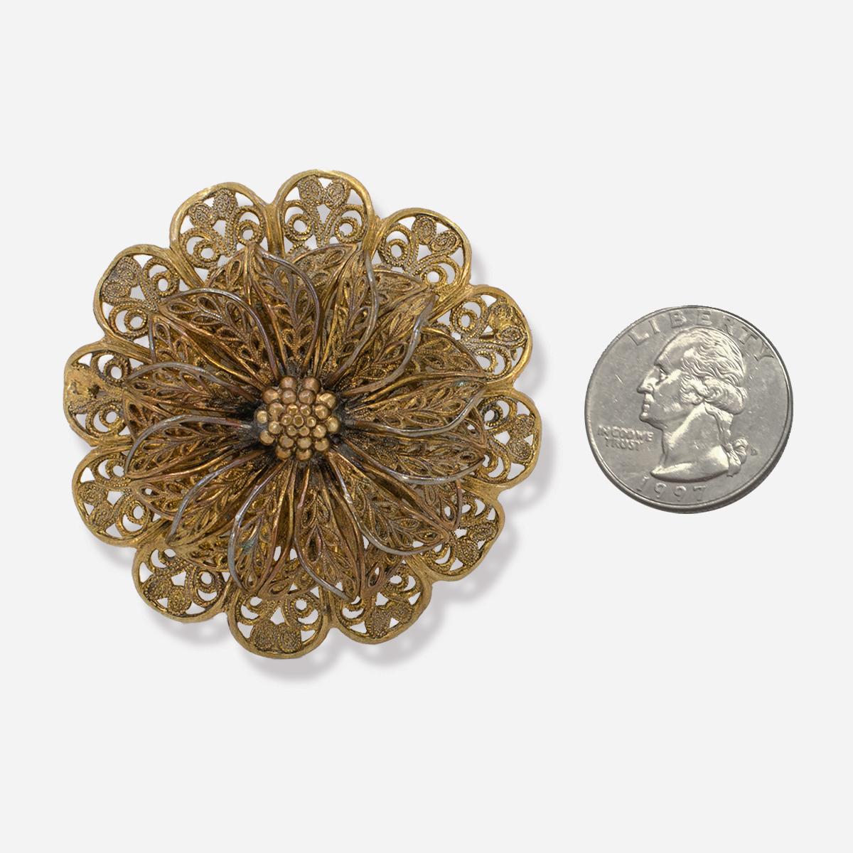 antique gold floral brooch