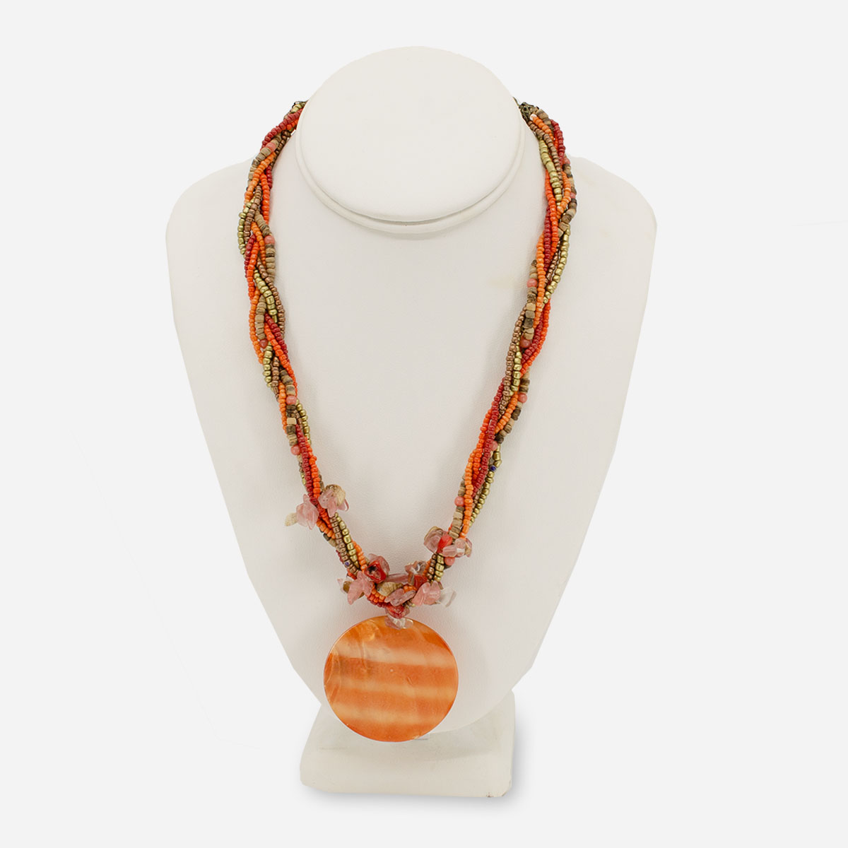 orange beaded shell necklace