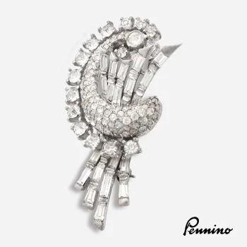 signed Pennino rhinestone sterling brooch