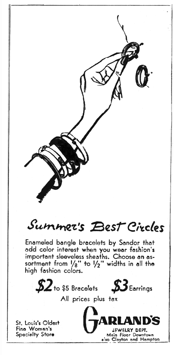 Sandor jewelry stack bracelets ad 1961