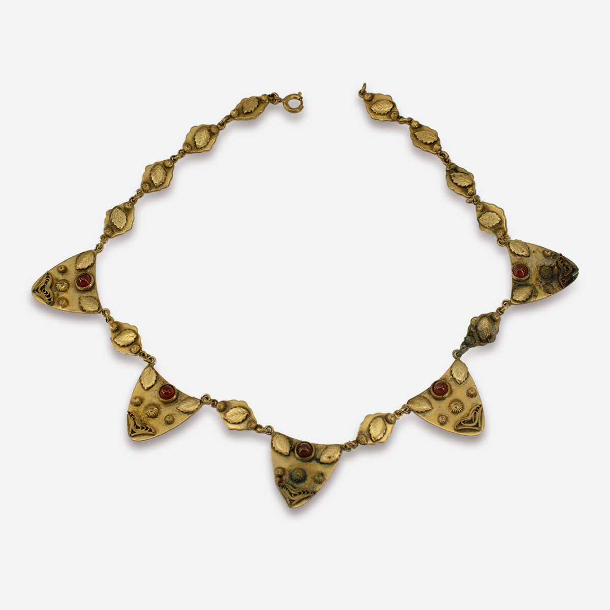 Czech Art Deco Brass Necklace