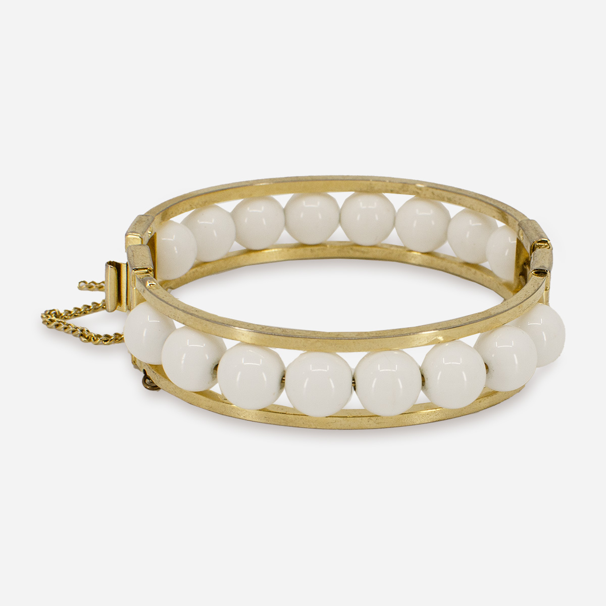 White beaded clamper bracelet