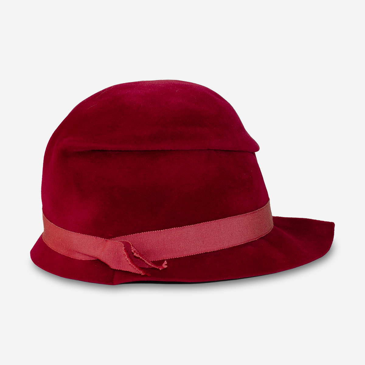 Vintage cranberry red cloche hat