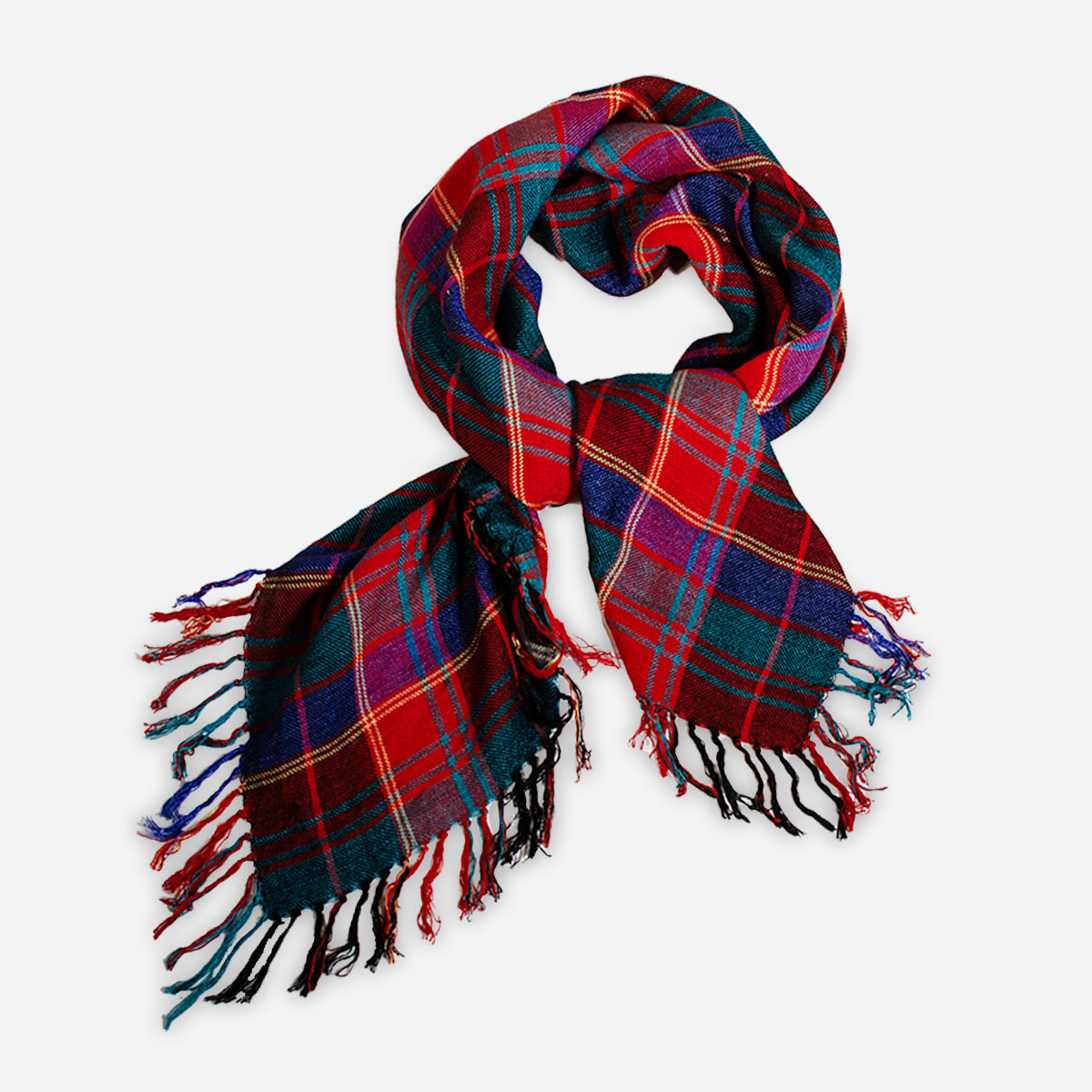 Fringed plaid scarf