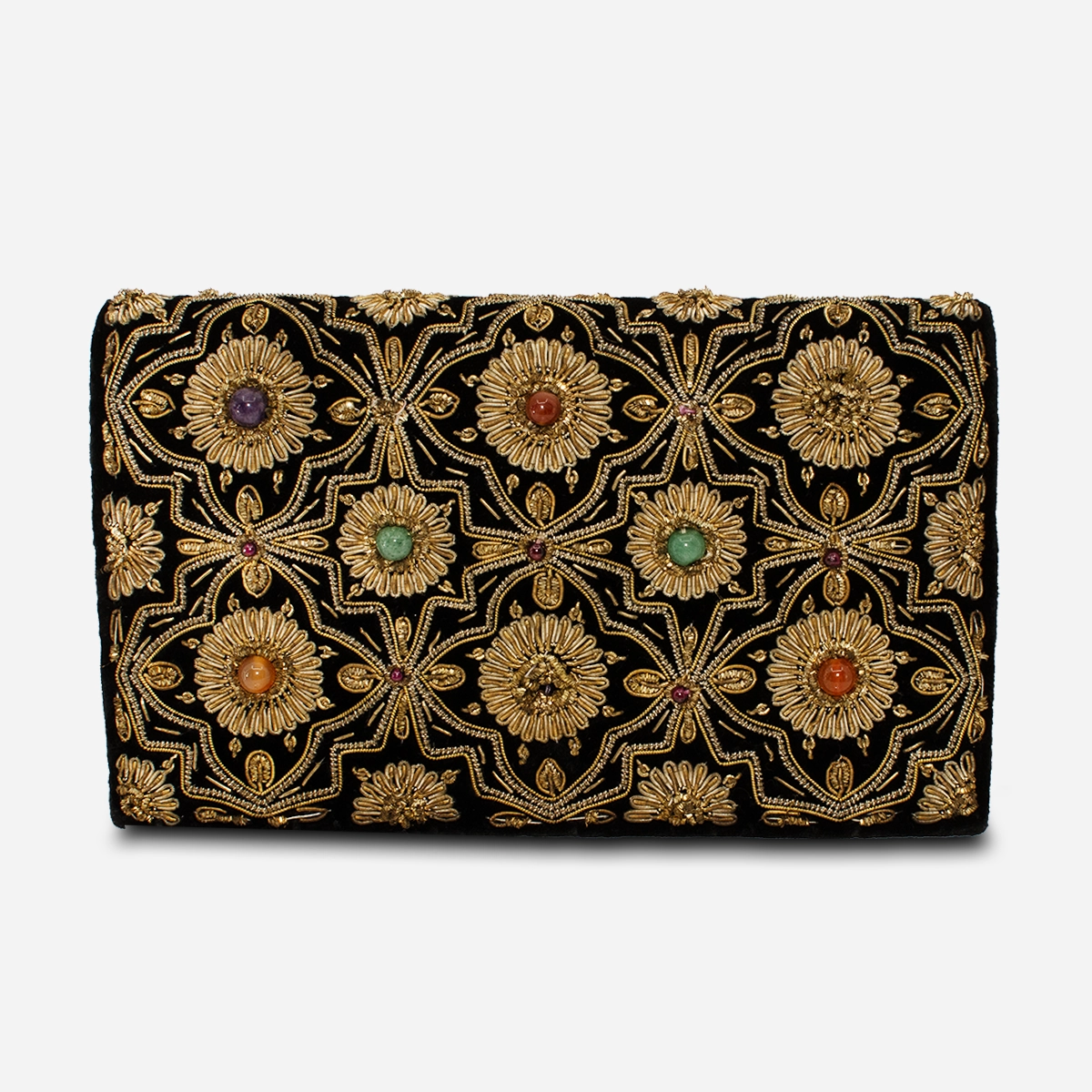 1950s Black velvet clutch Zardozi embroidery