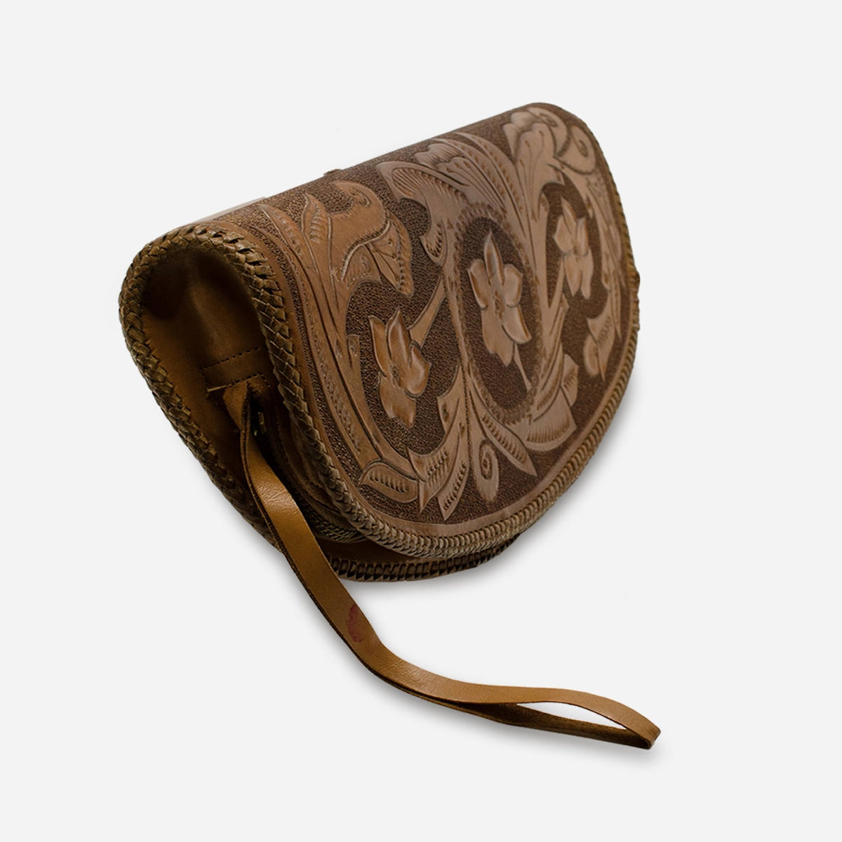 1970s tooled leather clutch