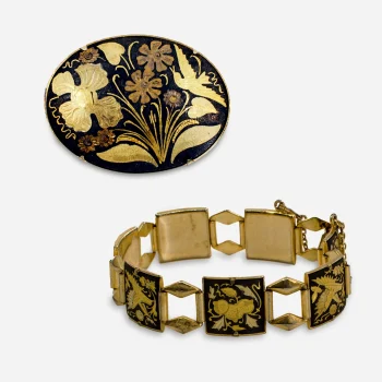Vintage Damascene Jewelry Set | Black & Gold Beauties