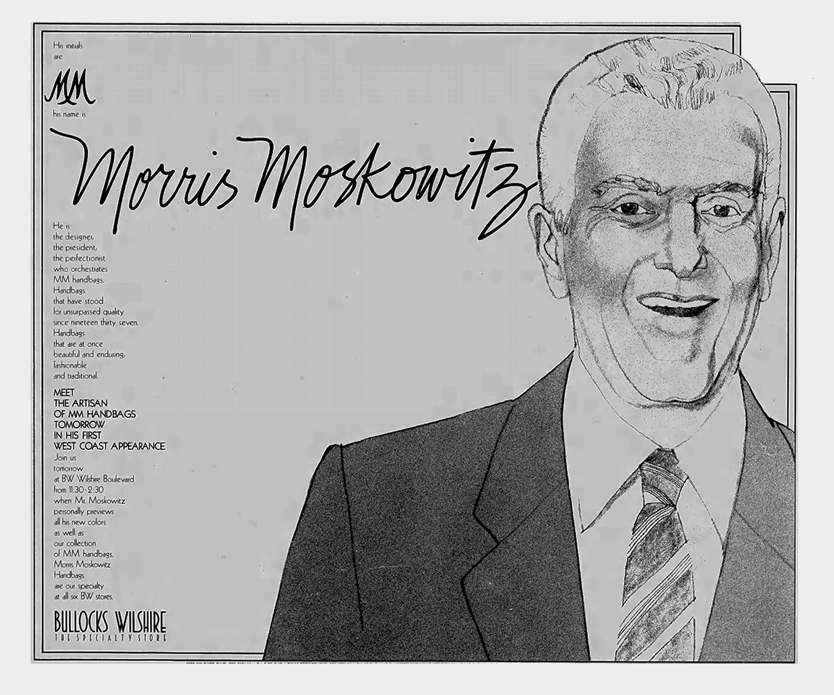 MM Morris Moskowitz handbag ad 1983