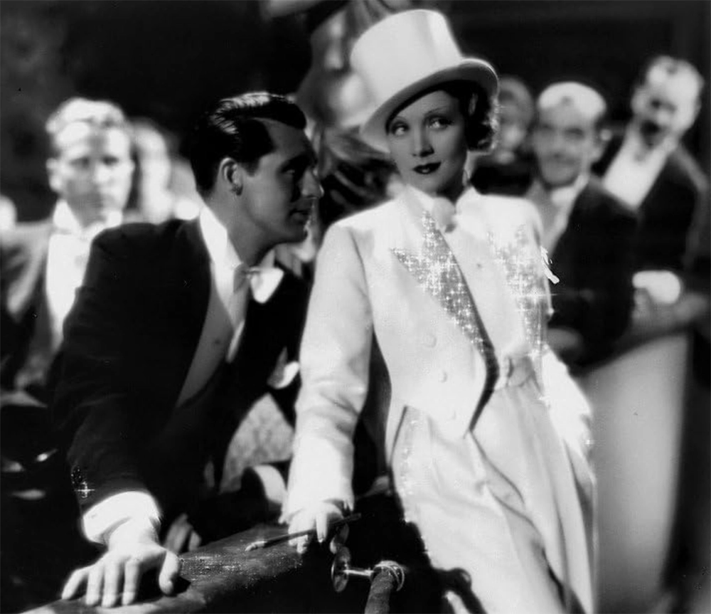 Marlene Dietrich wearing white tux in Blonde Venus