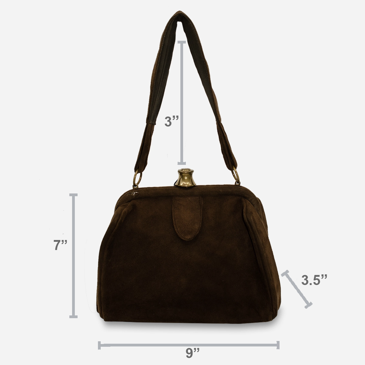 Suede handbag size