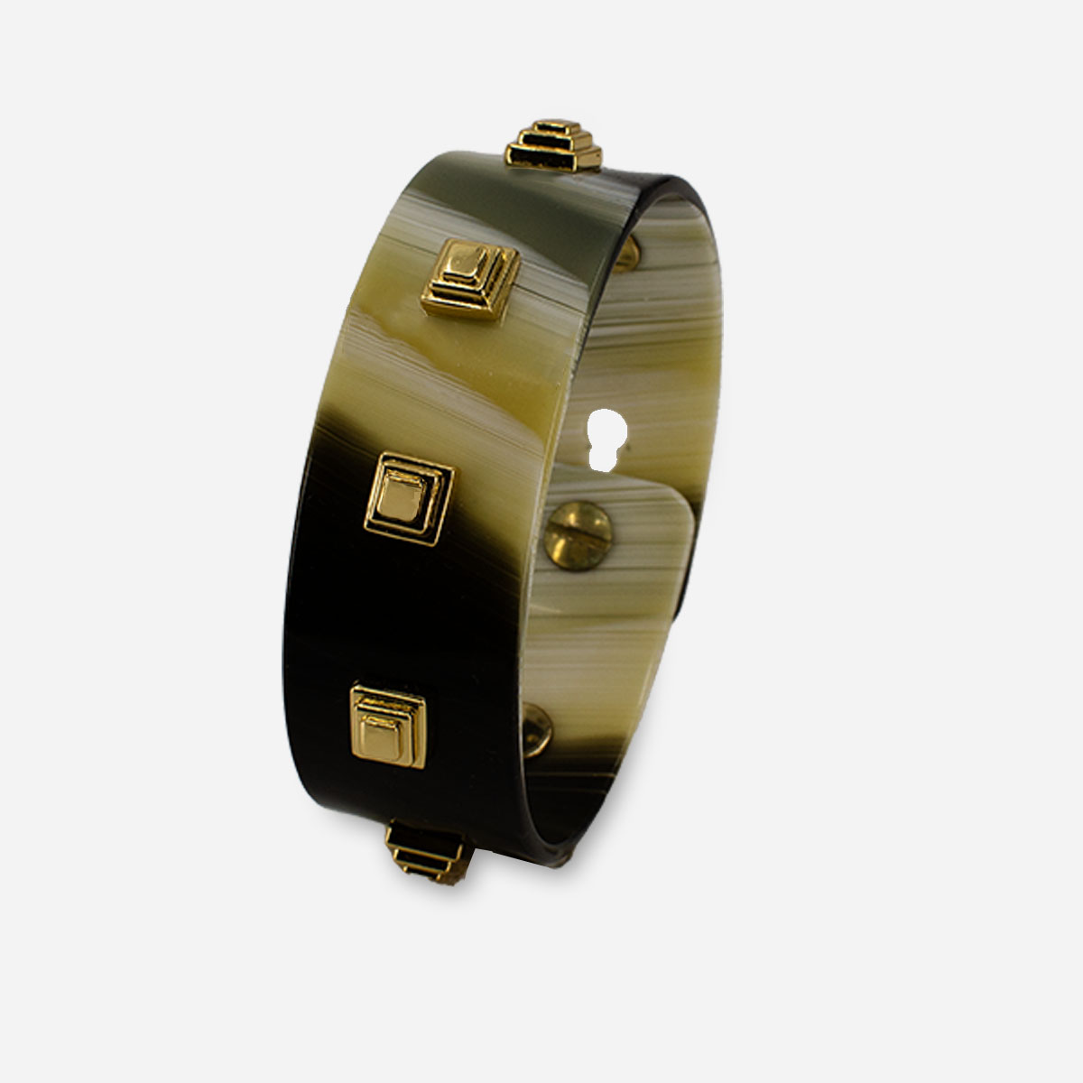 torri burch bracelet, bracelet with gold studs and a black and white design