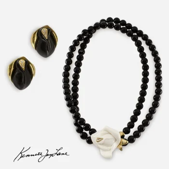 Vintage Kenneth Jay Lane Midnight Rose jewelry set