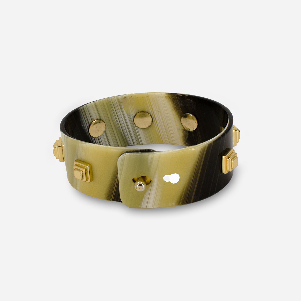 Vintage banded bracelet, Gold Studded Cuff