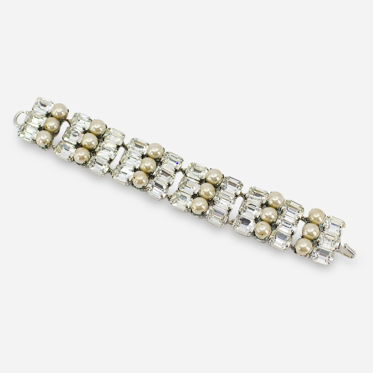 faux Pearl & Crystal link bracelet