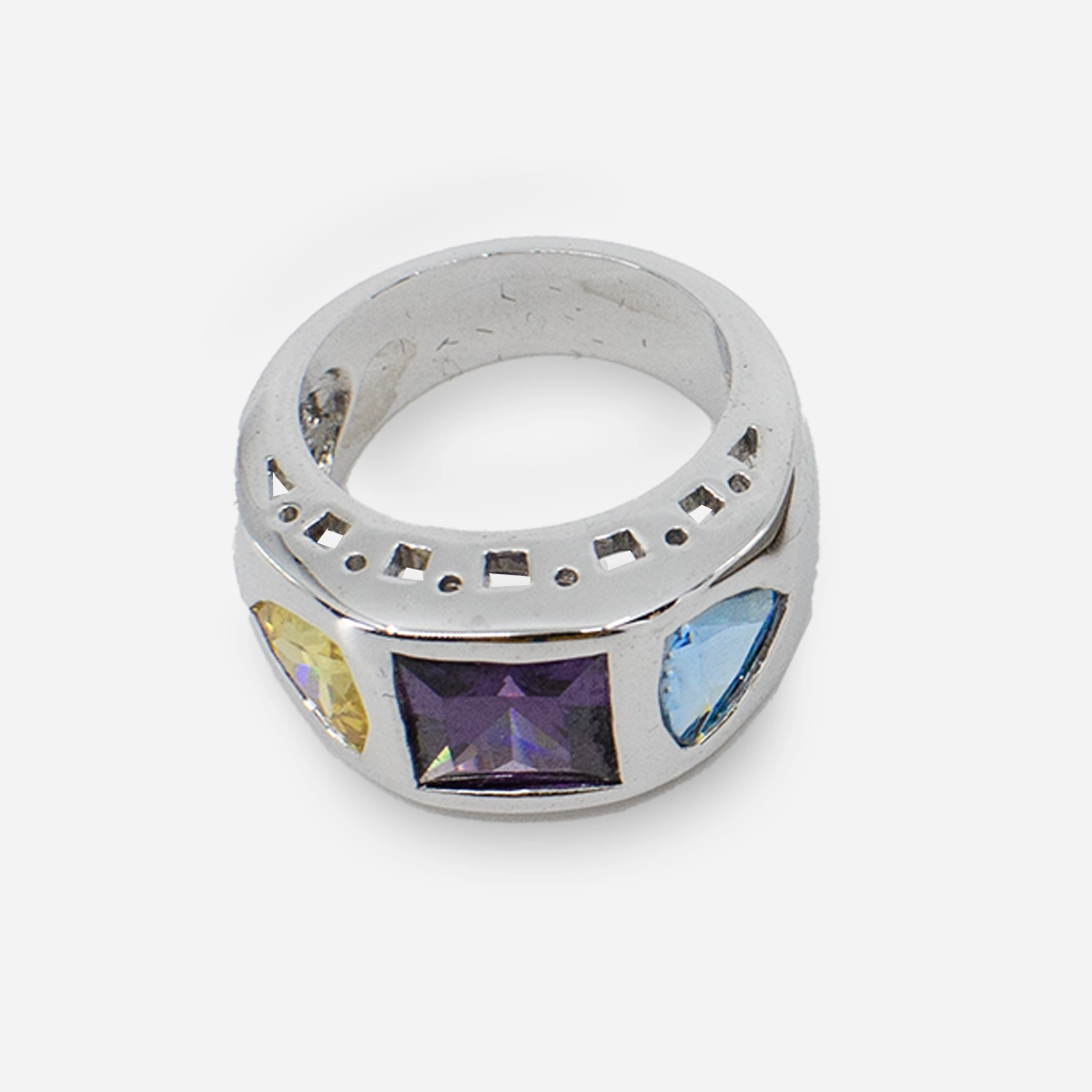 topaz, citrine & amethyst silver ring