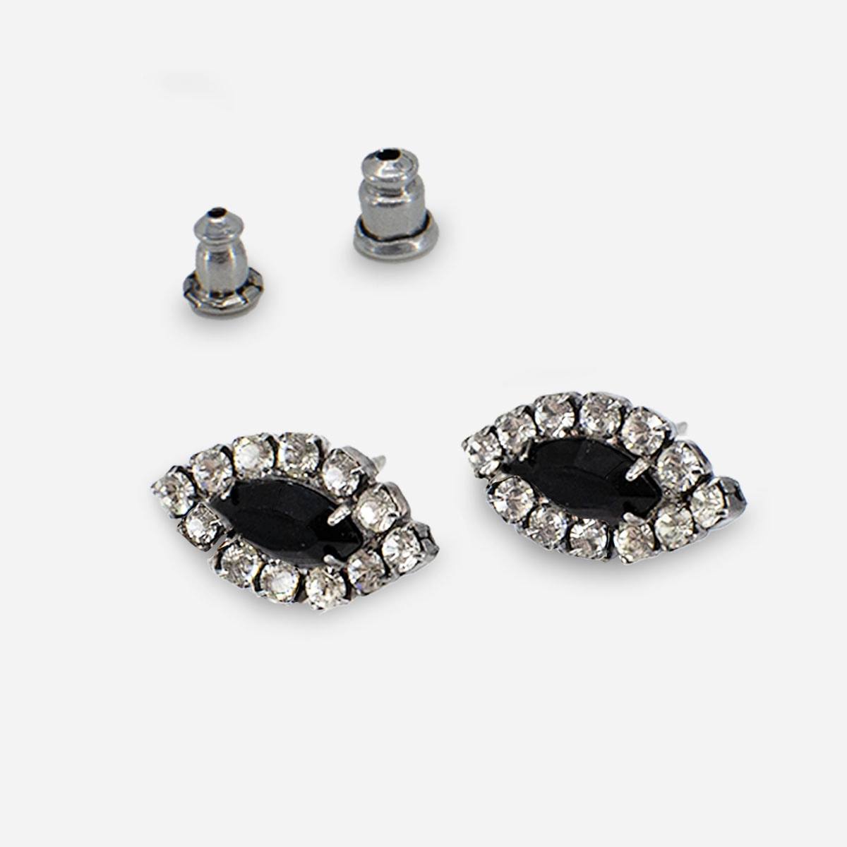 vintage Black glass stud earrings