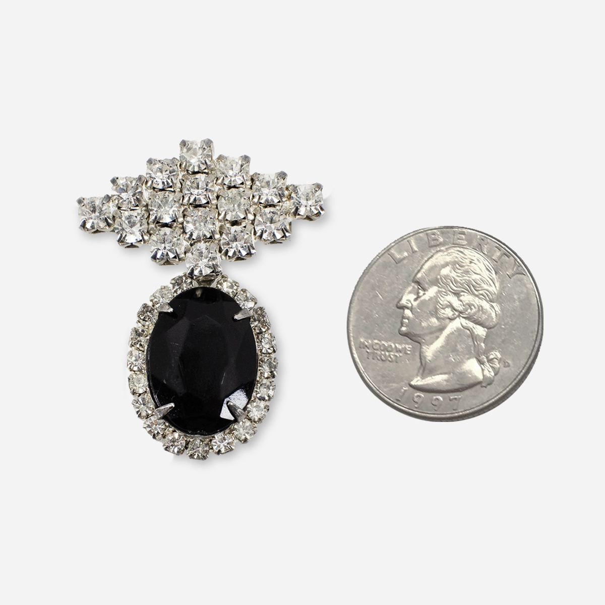 Black glass rhinestone bar pin