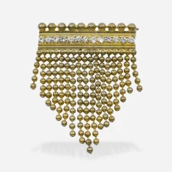 Rhinestone ball chain brooch