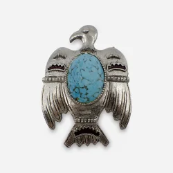 Turquoise thunderbird brooch