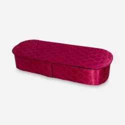1950s Burgundy Quilted Glove Box | Elegant Storage Solution