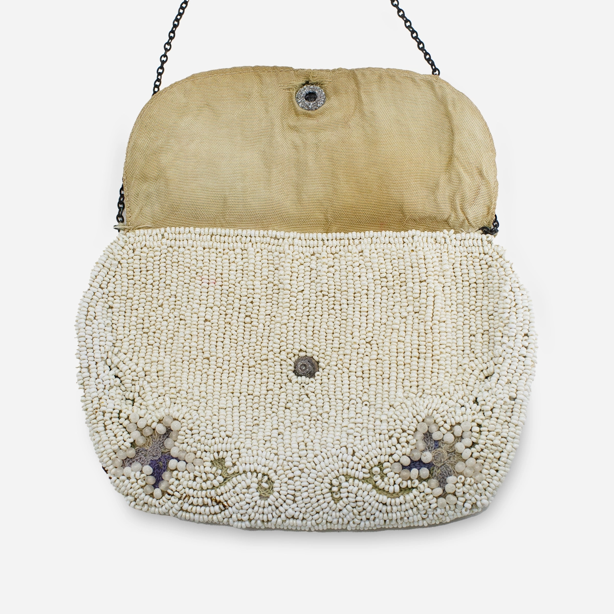 French point de beauvais embroidery beaded handbag