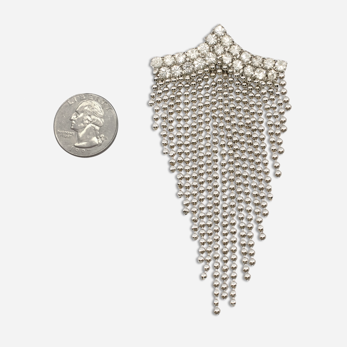 1940s rhinestone fringe brooch