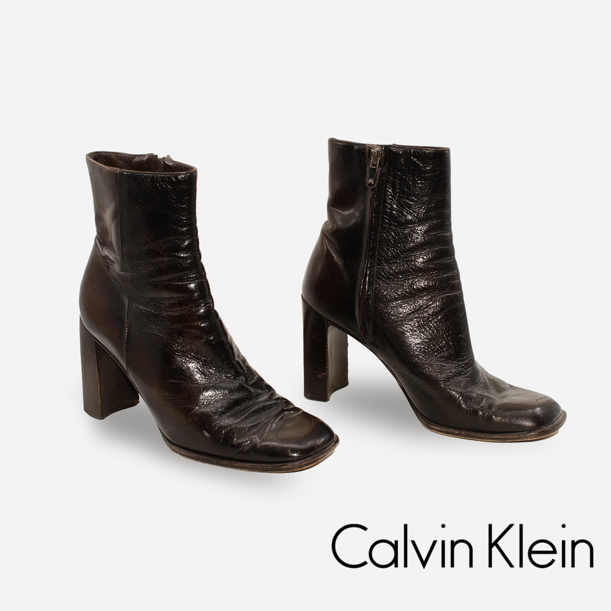 Brown leather Calvin Klein Ankle Boots