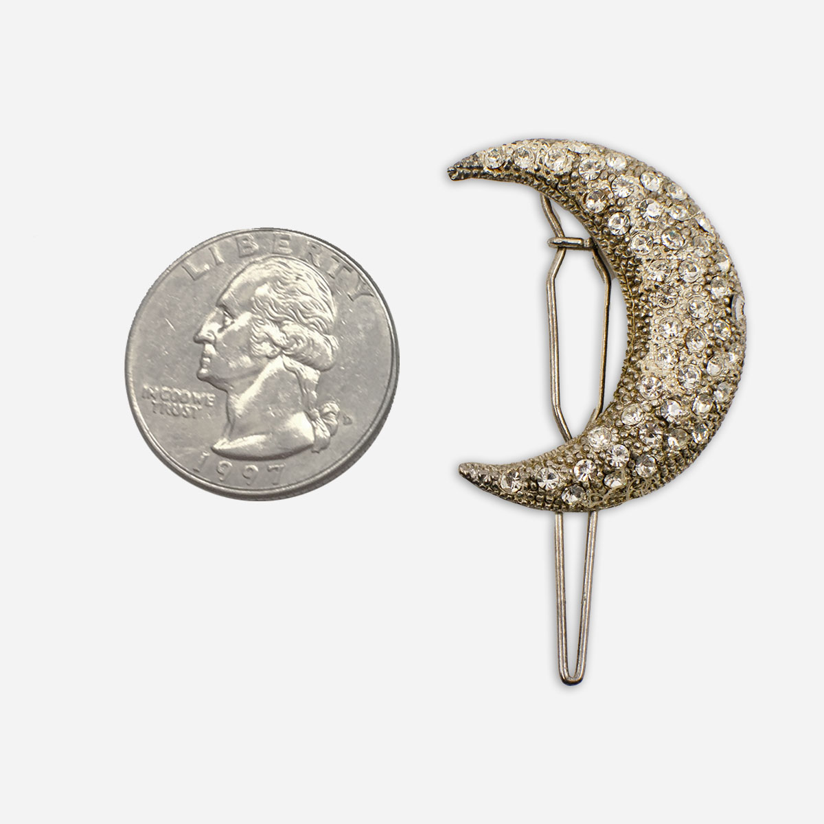 quarter moon crystal barrette