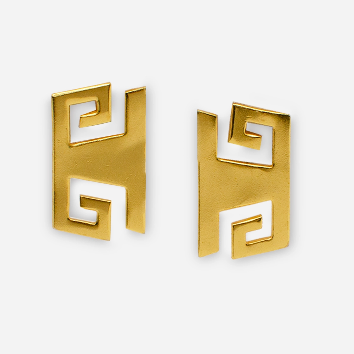 Matte gold abstract clip earrings