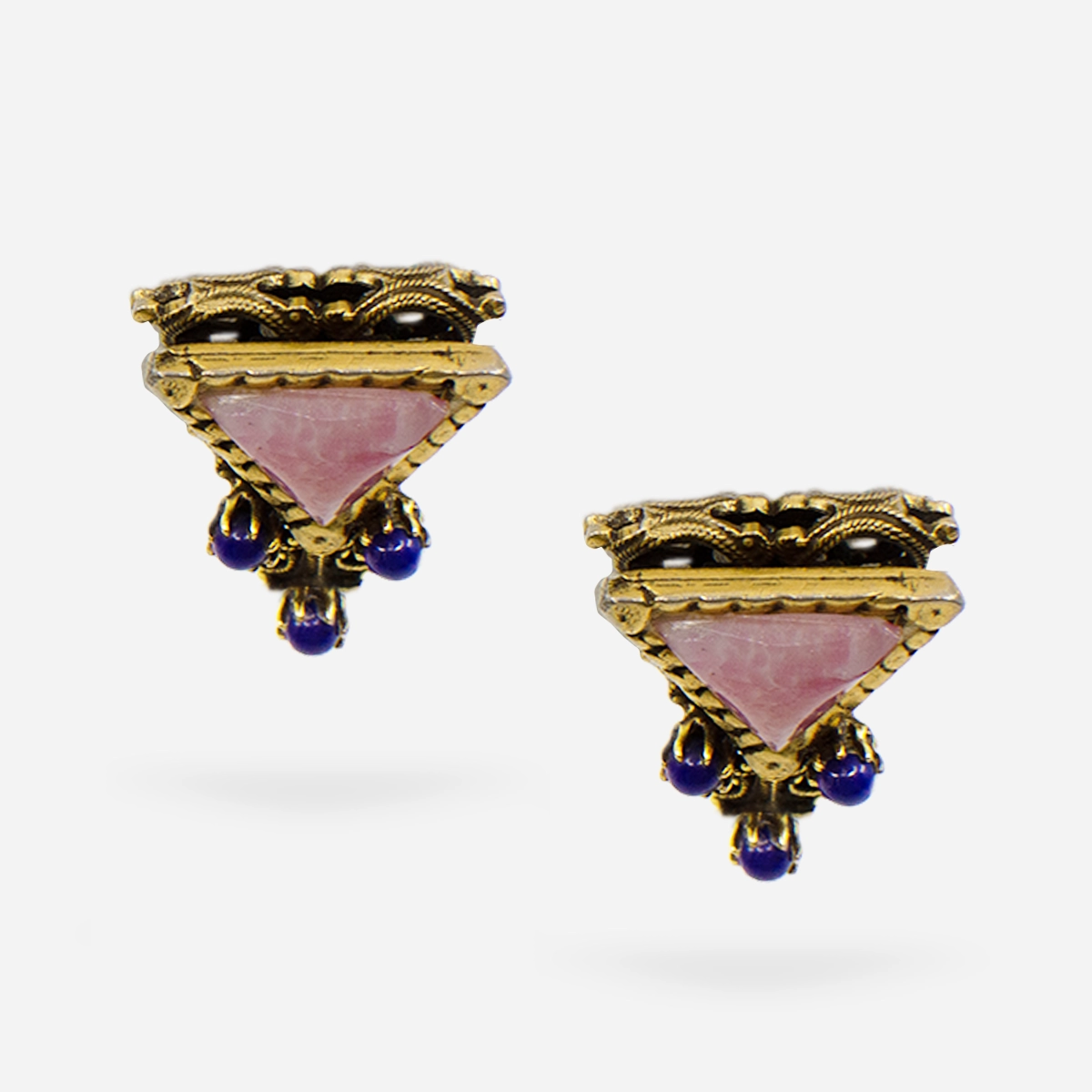 1950s Pink glass triangle earrings