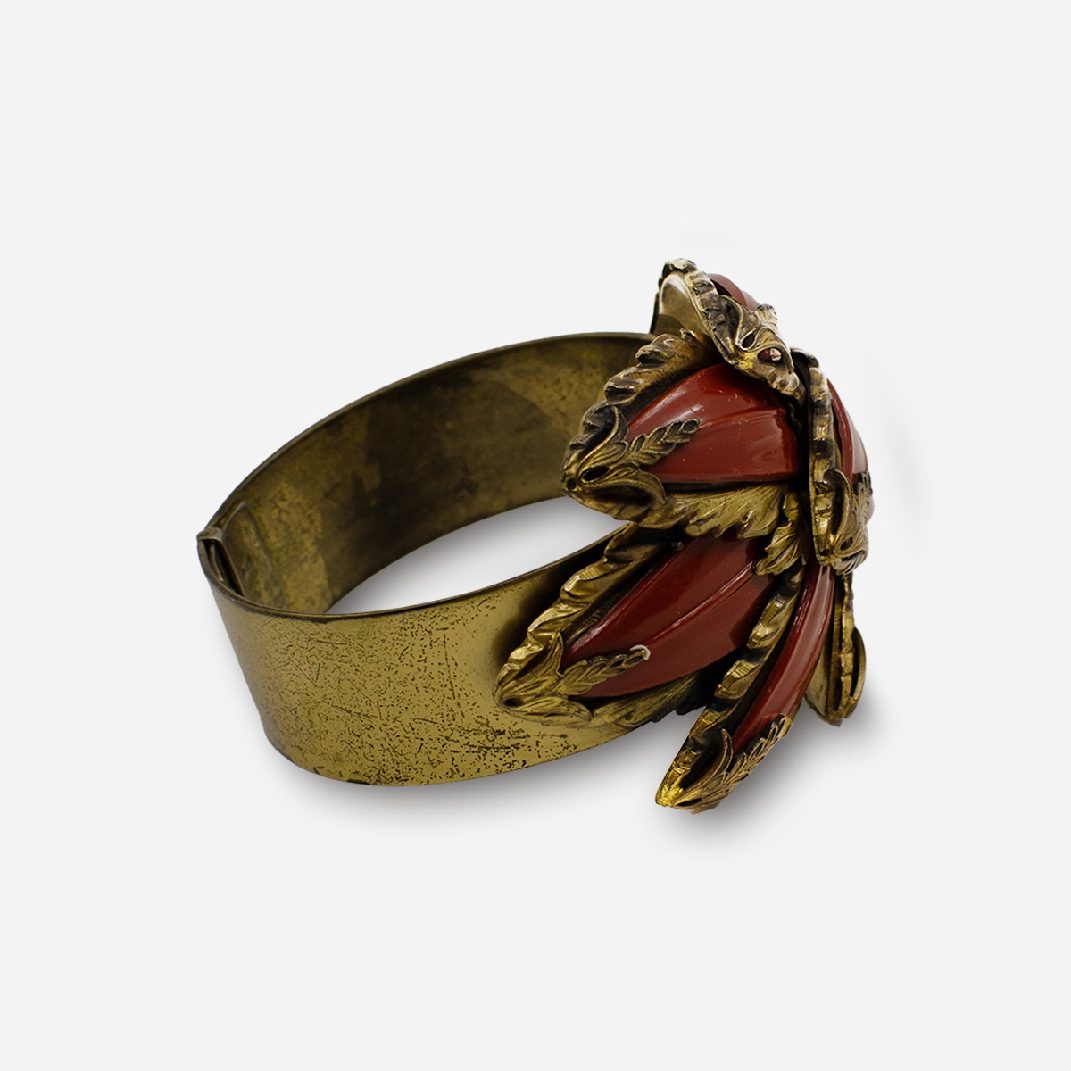 Red enamel leaf bracelet