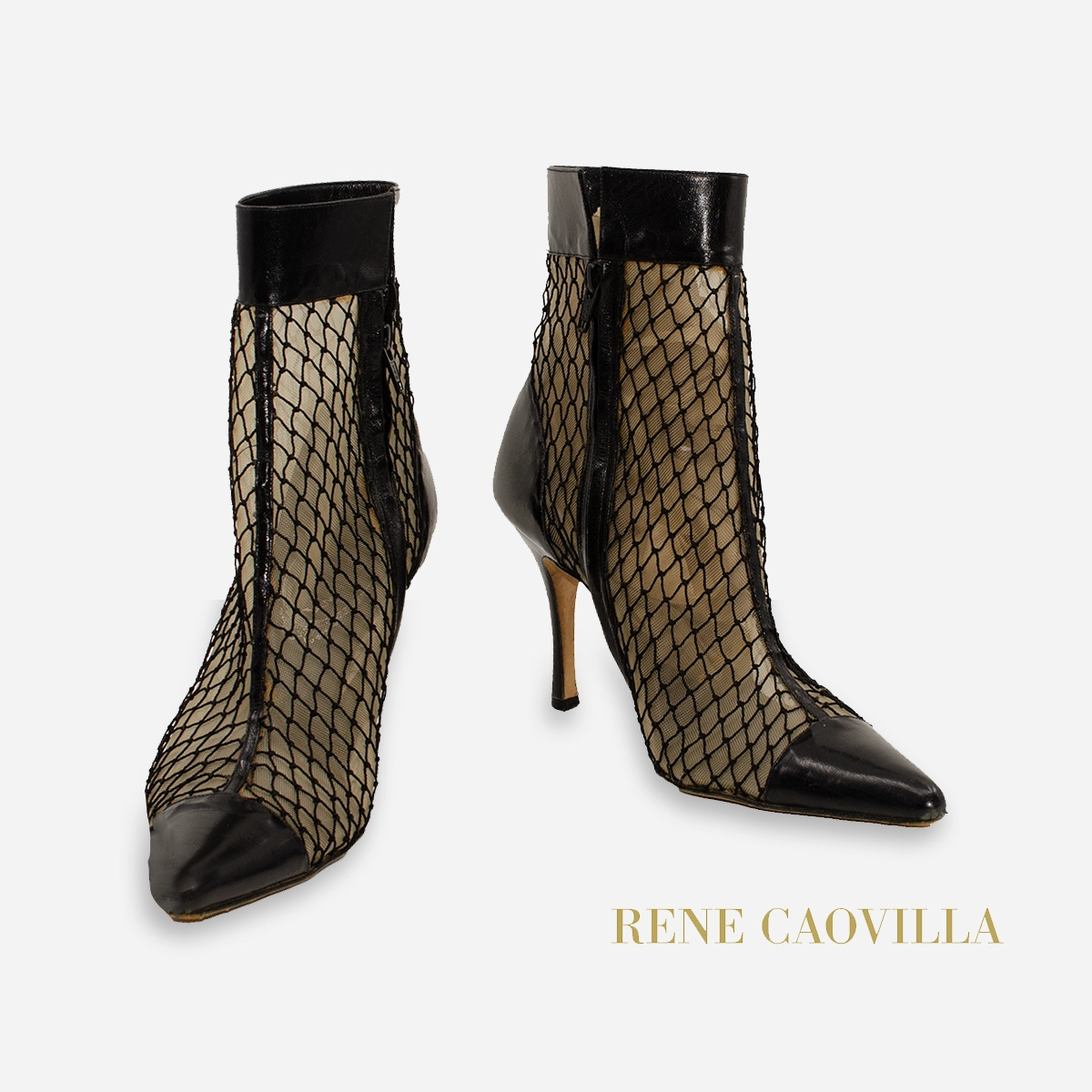 Rene Caovilla black leather ankle boots